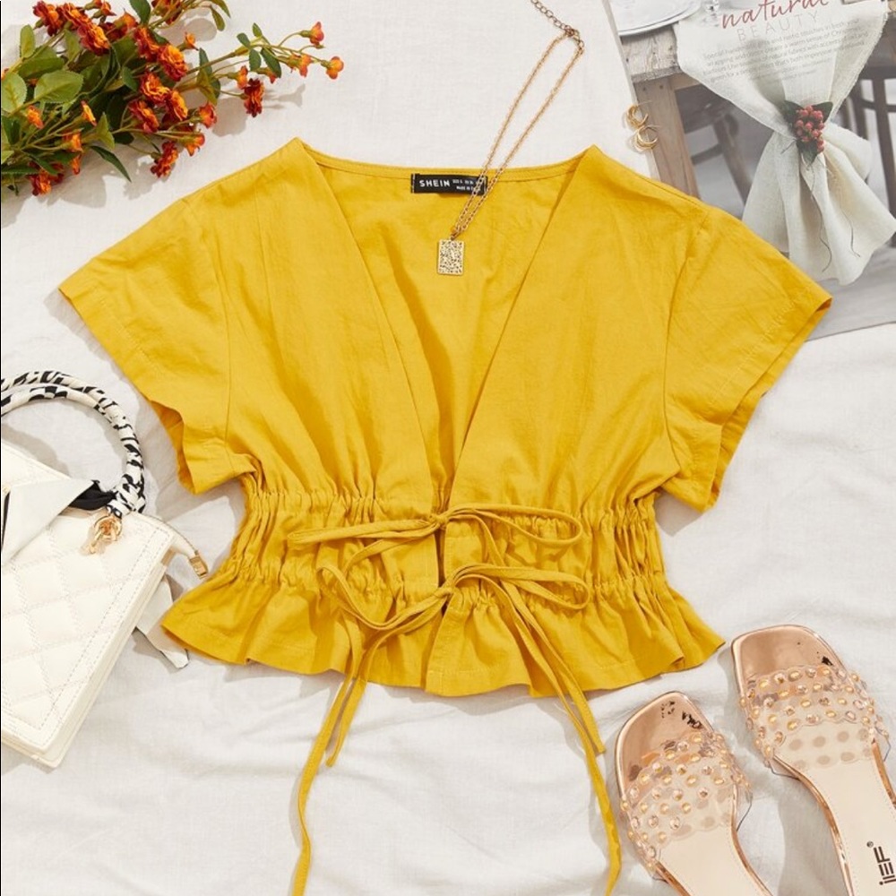 Mustard String Tie Top